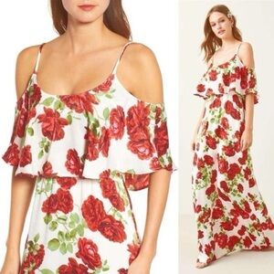 NWT Show Me Your Mumu Caitlin Ruffle Maxi Dress In Budding Romance Ivory Floral